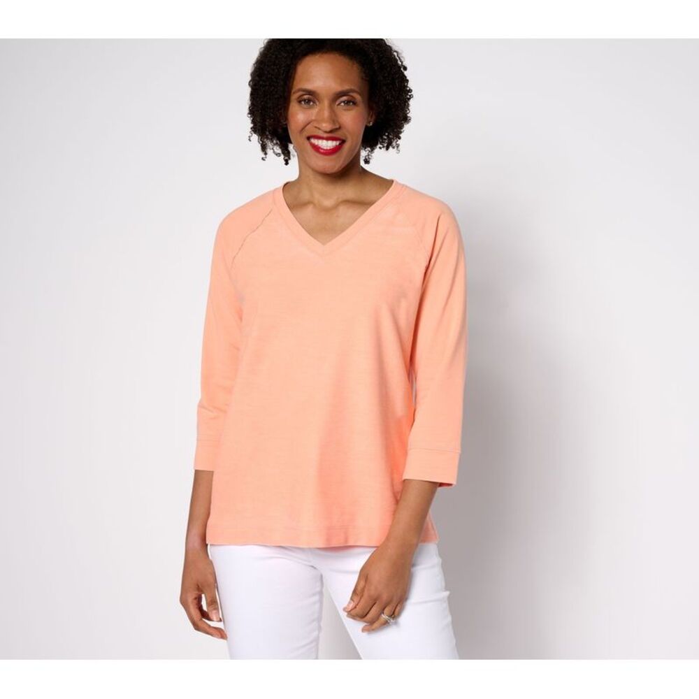 Revers-A-Brella Women's Top Sz L Lounge Beach Wash French Terry Pink A641306